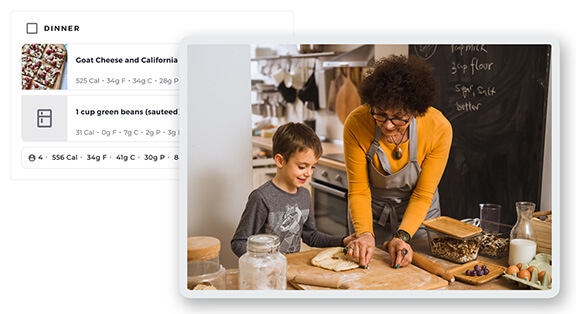 Grandmother and grandson preparing dough to cook pizza