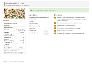 Meal plan gluten free pizza crust