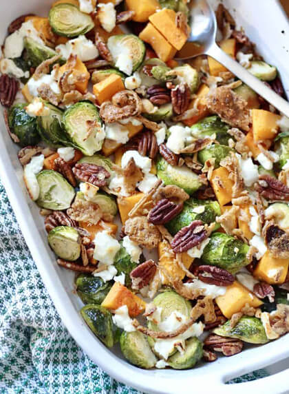 Brussel Sprouts and Butternut Squash with Pecans